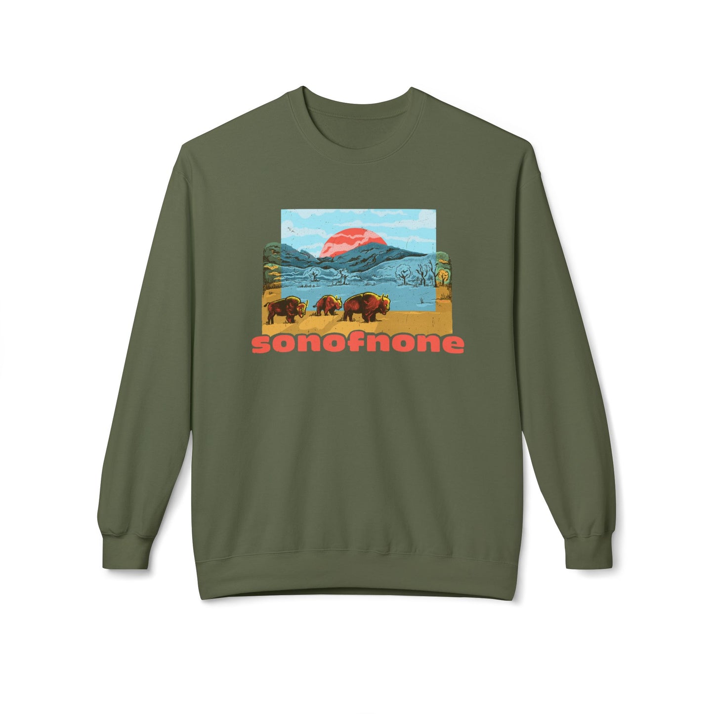 Desert Sunrise Long Sleeve Sweatshirt (Green/Blue)