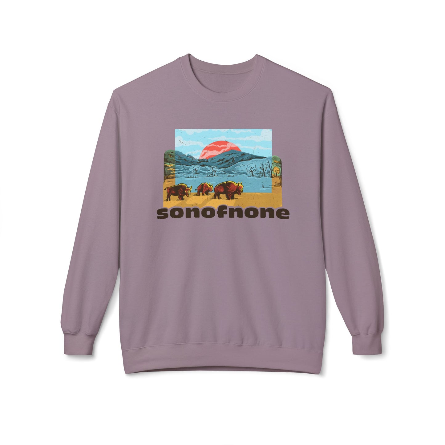 Desert Sunrise Long Sleeve Sweatshirt (Tan/Purple)